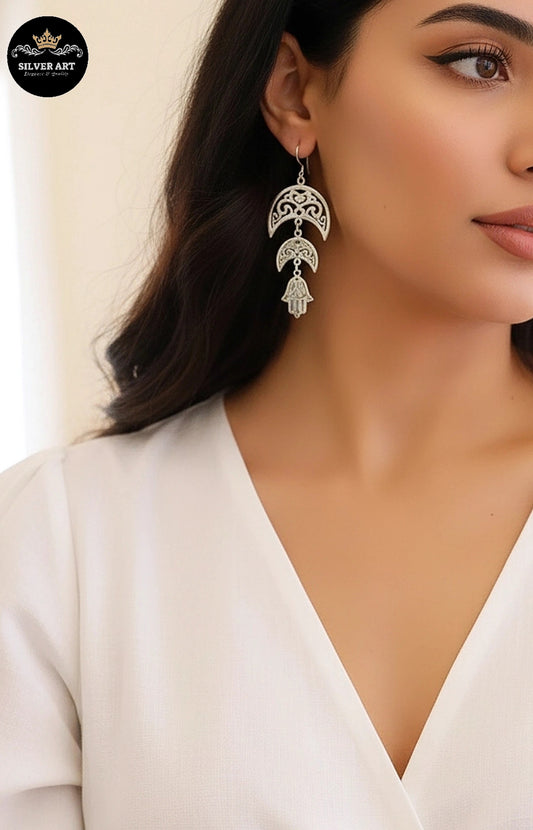Crescent Hamsa Kaf Earrings