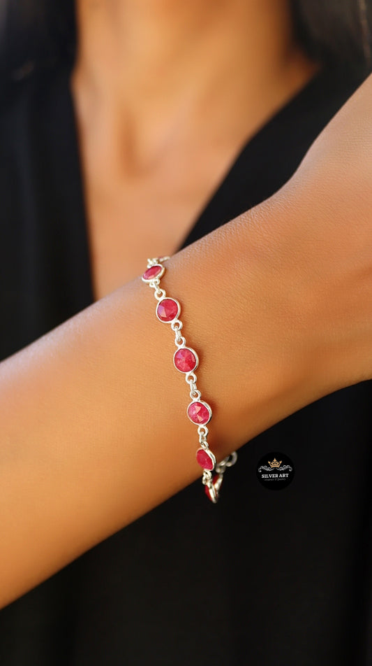 Indian Silver Natural Gemstones Bracelet