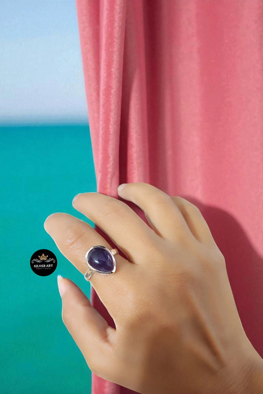 Indian Silver Natural Gemstones Ring Size 16