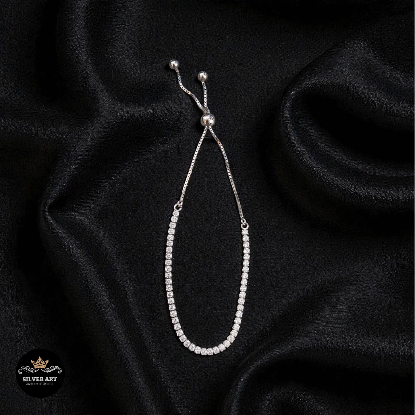 Tennis Bracelet with Adjustable Sliding Clasp