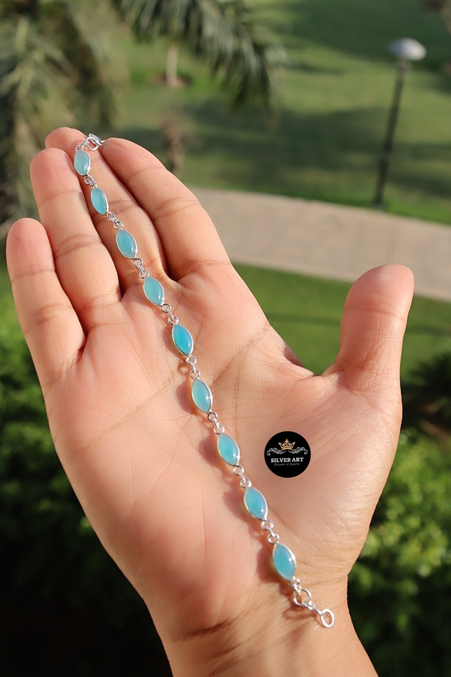 Indian Silver Natural Gemstones Bracelet