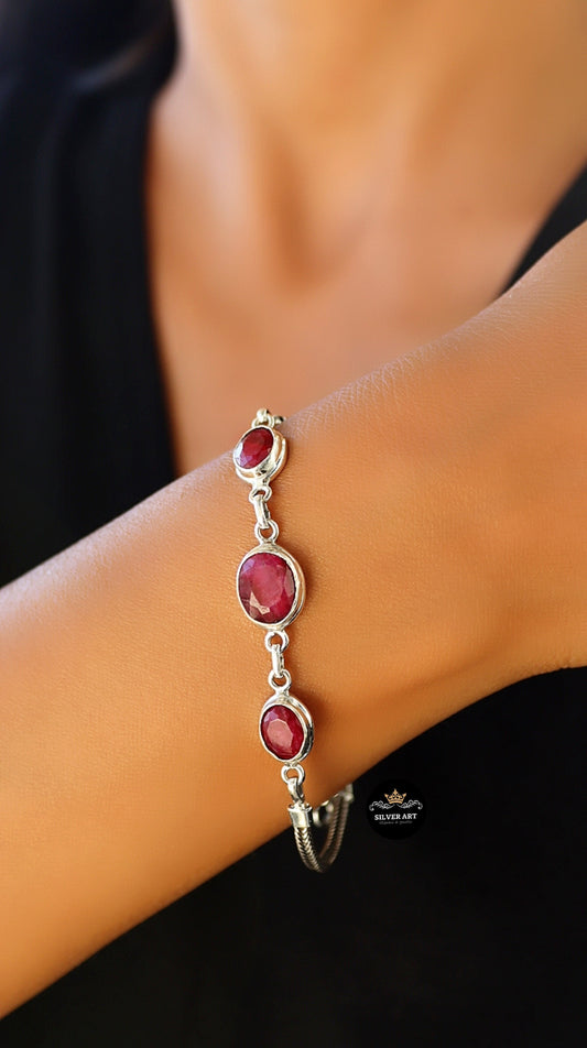 Indian Silver Natural Gemstones Bracelet