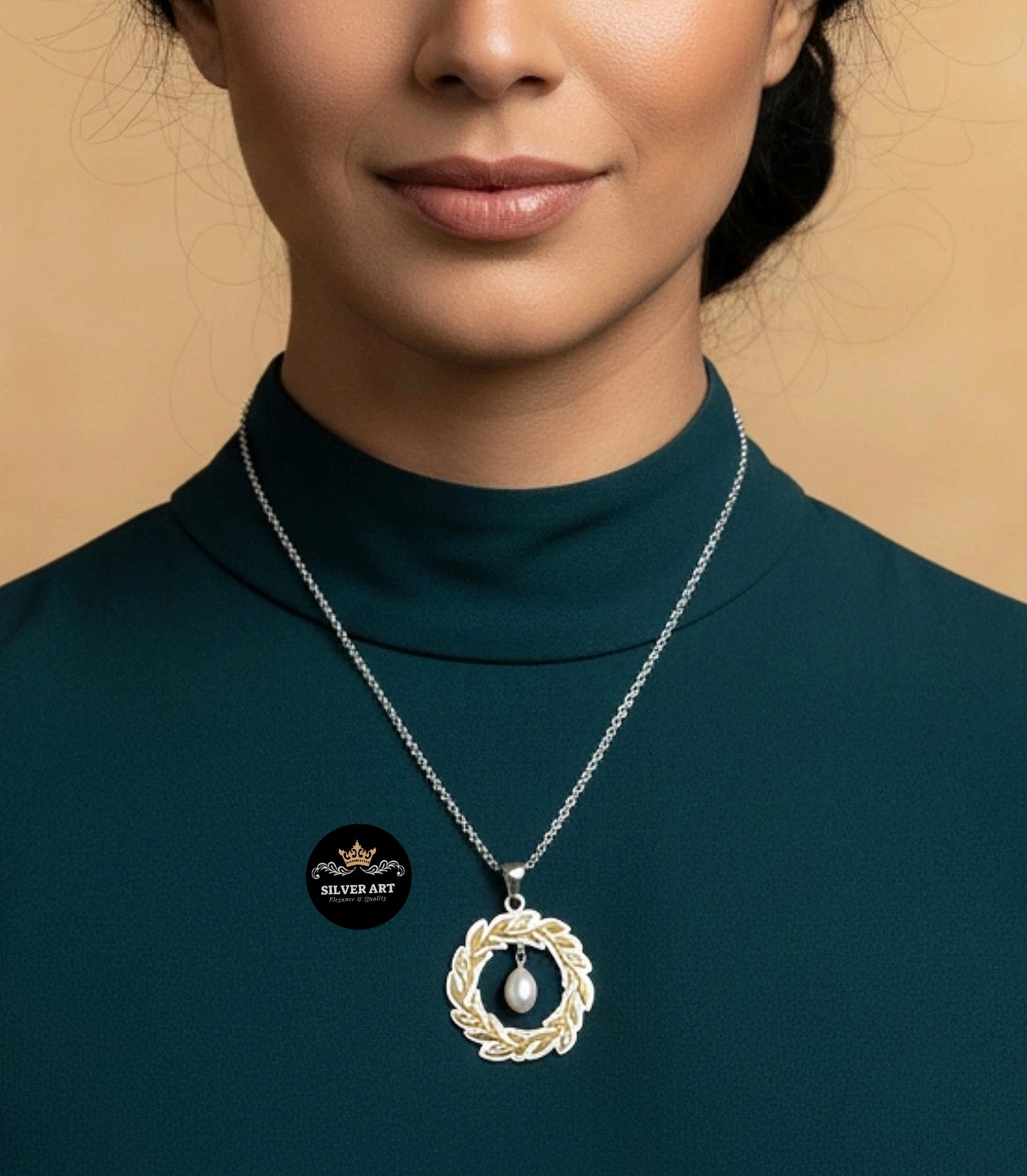 Silver Necklace With Brass Parts