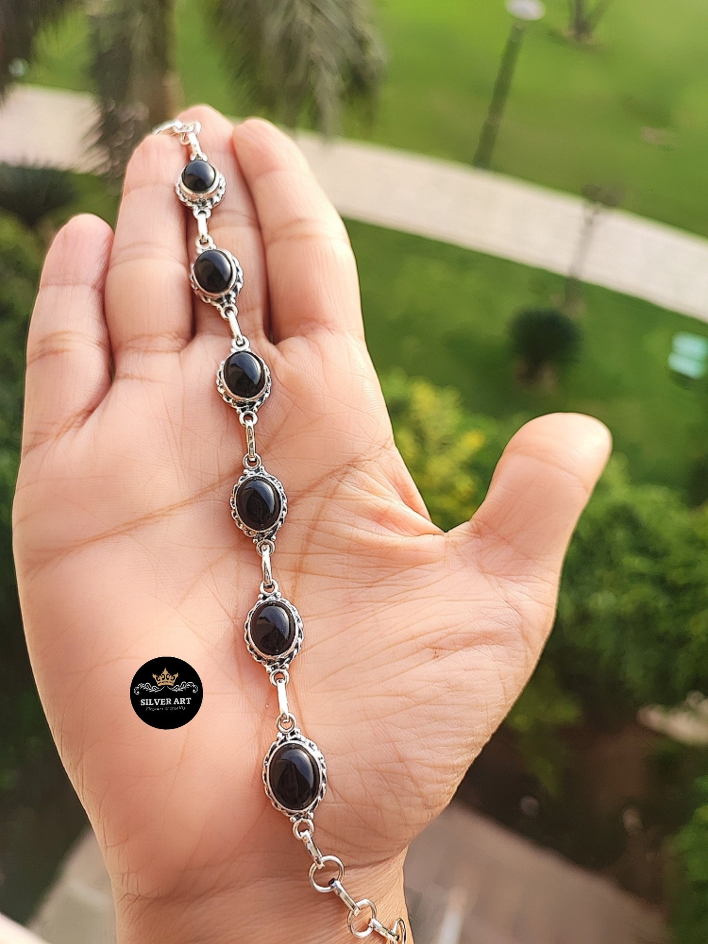 Indian Silver Natural Gemstones Bracelet