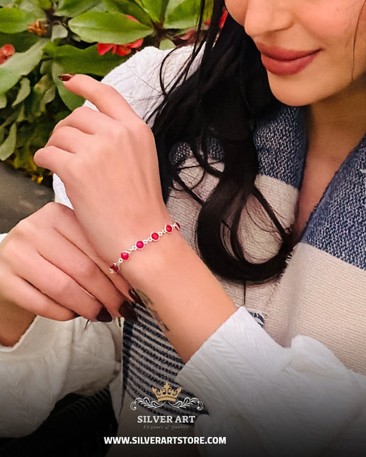 Indian Silver Natural Gemstones Bracelet