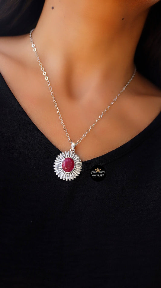 Indian Silver Natural Gemstones Necklace