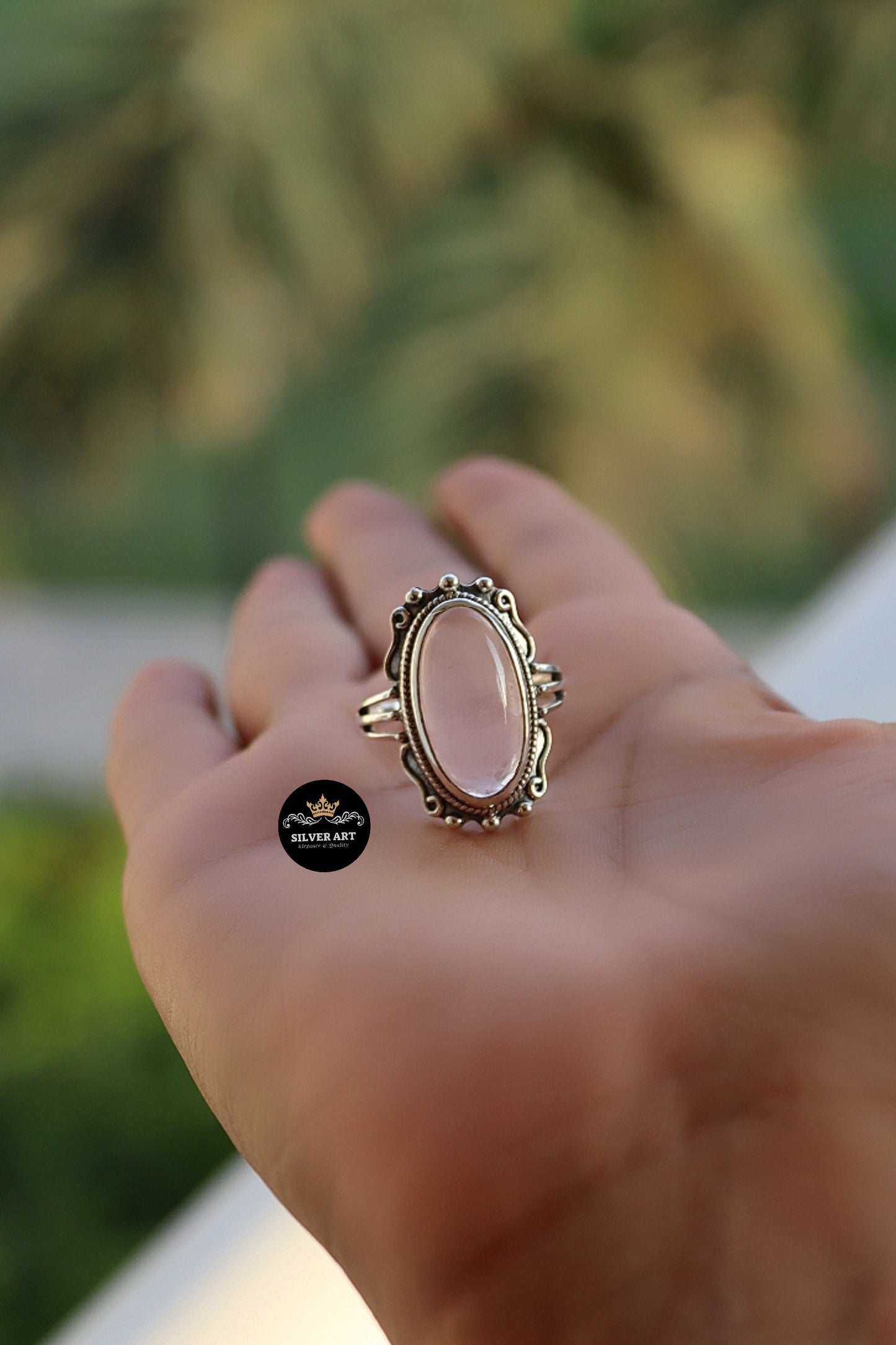 Indian Silver Natural Gemstones Ring Size 20