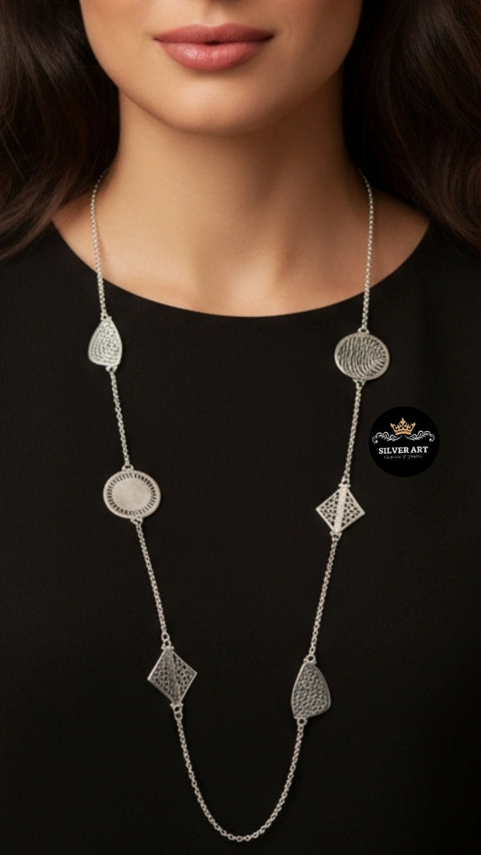 Delicate Long Silver Necklace