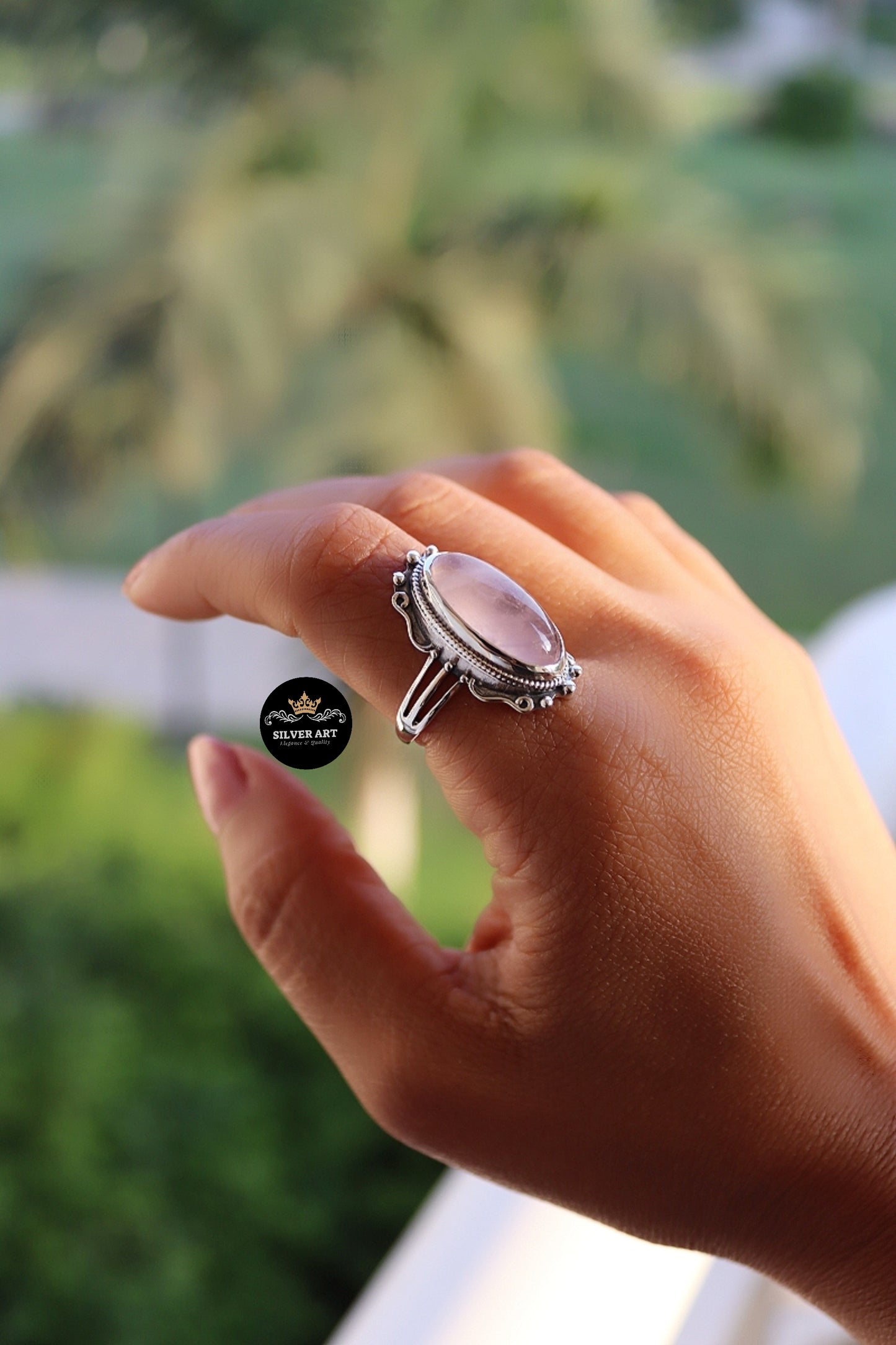 Indian Silver Natural Gemstones Ring Size 20