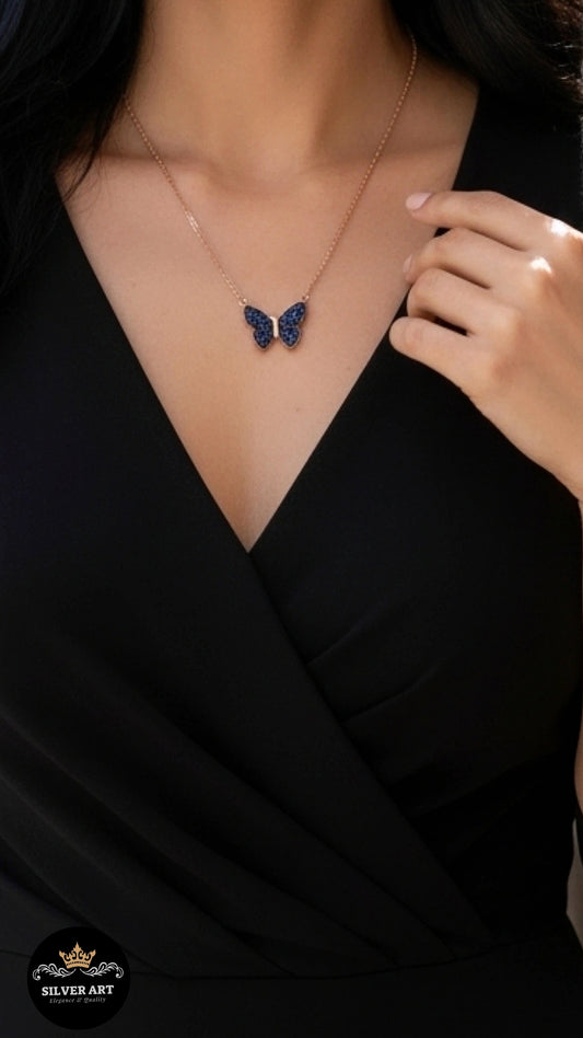 Sterling Silver butterfly Rose Gold Necklace
