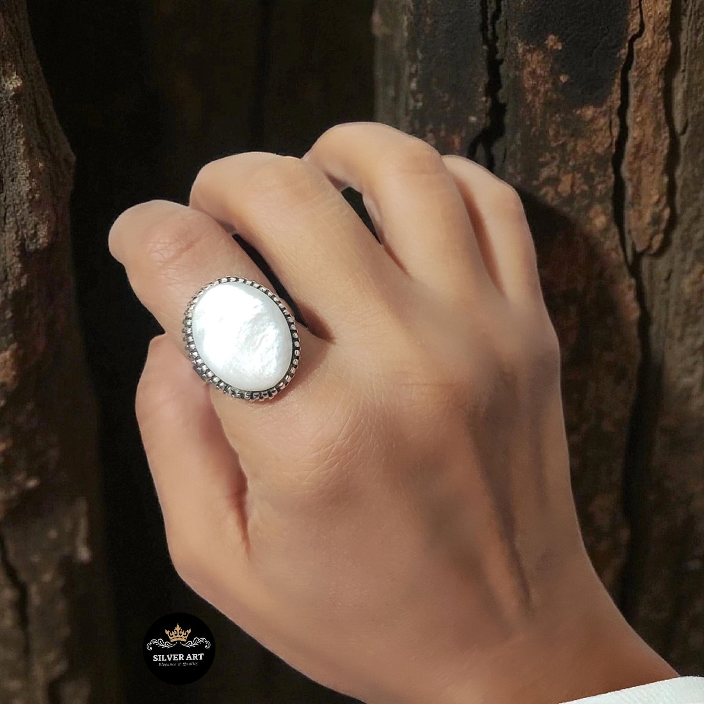 Silver Mother Of Pearls Ring