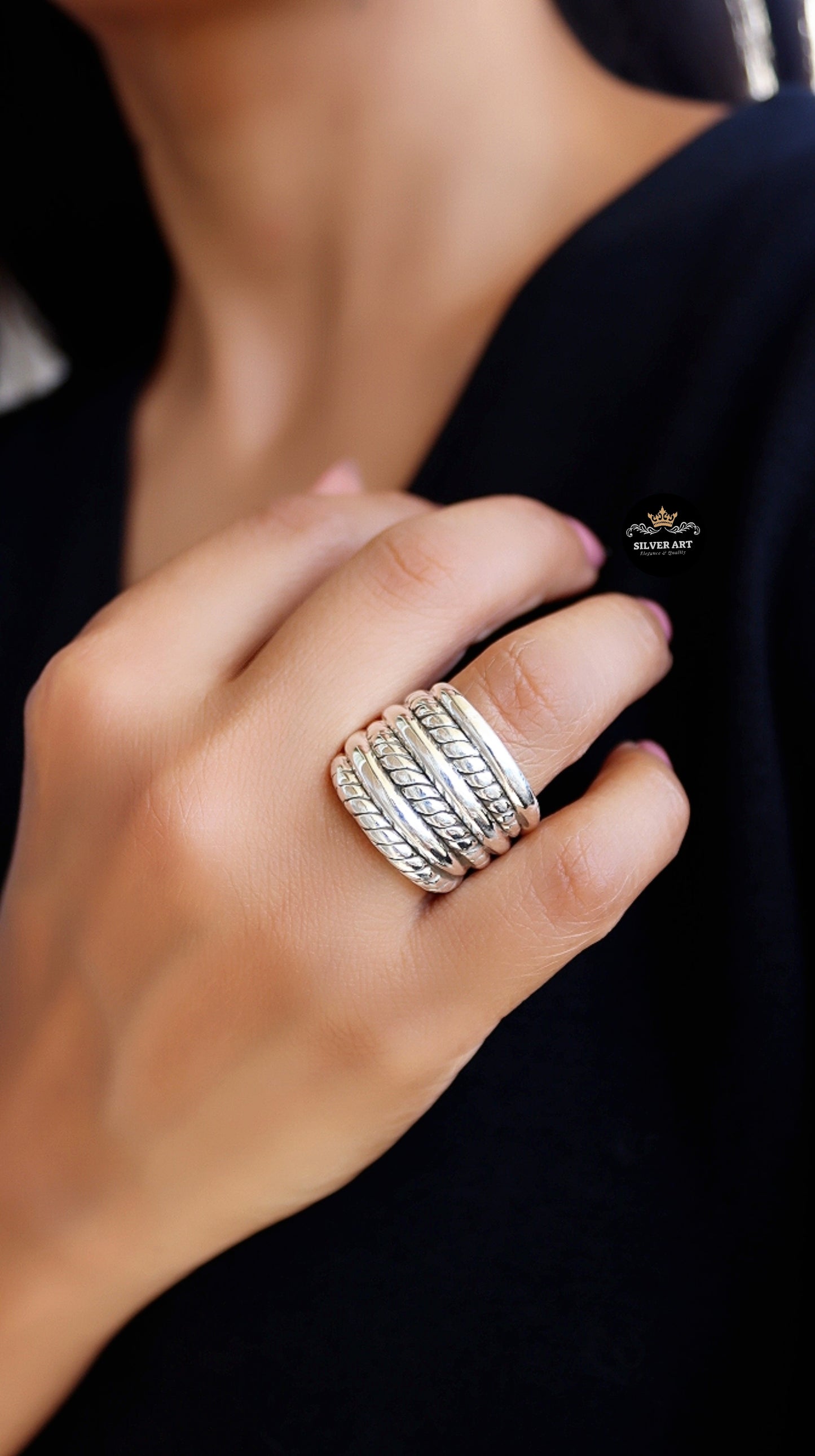 Vintage Thai Silver Ring Size 14