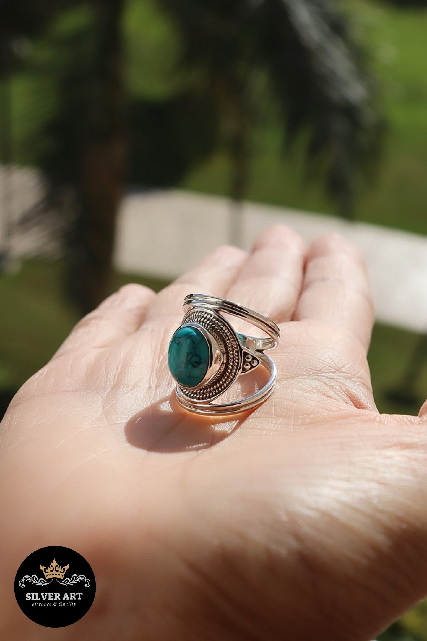 Indian Silver Natural Gemstones Ring Size 15