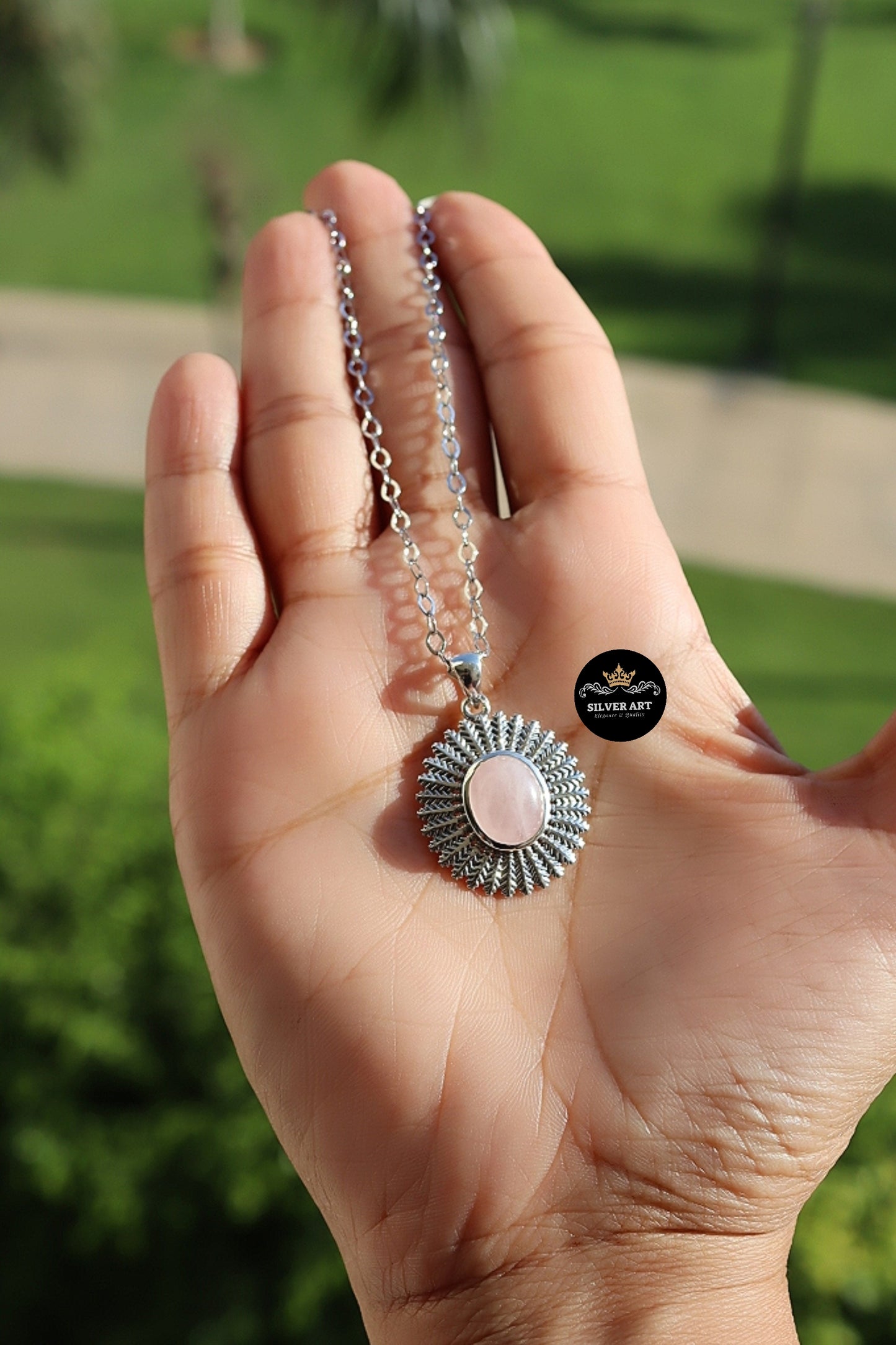 Indian Silver Natural Gemstones Necklace