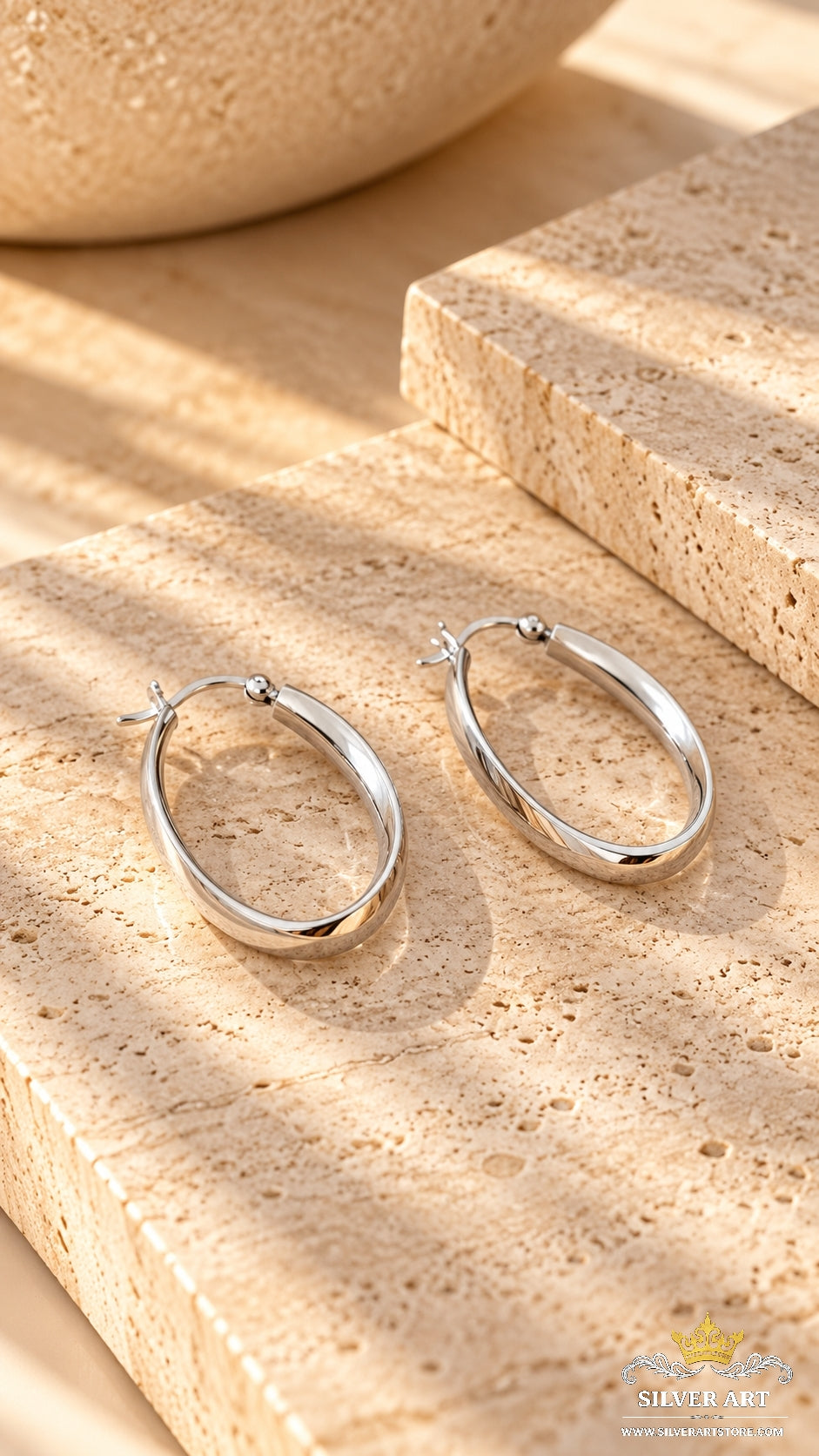Sterling Silver Oval Earrings