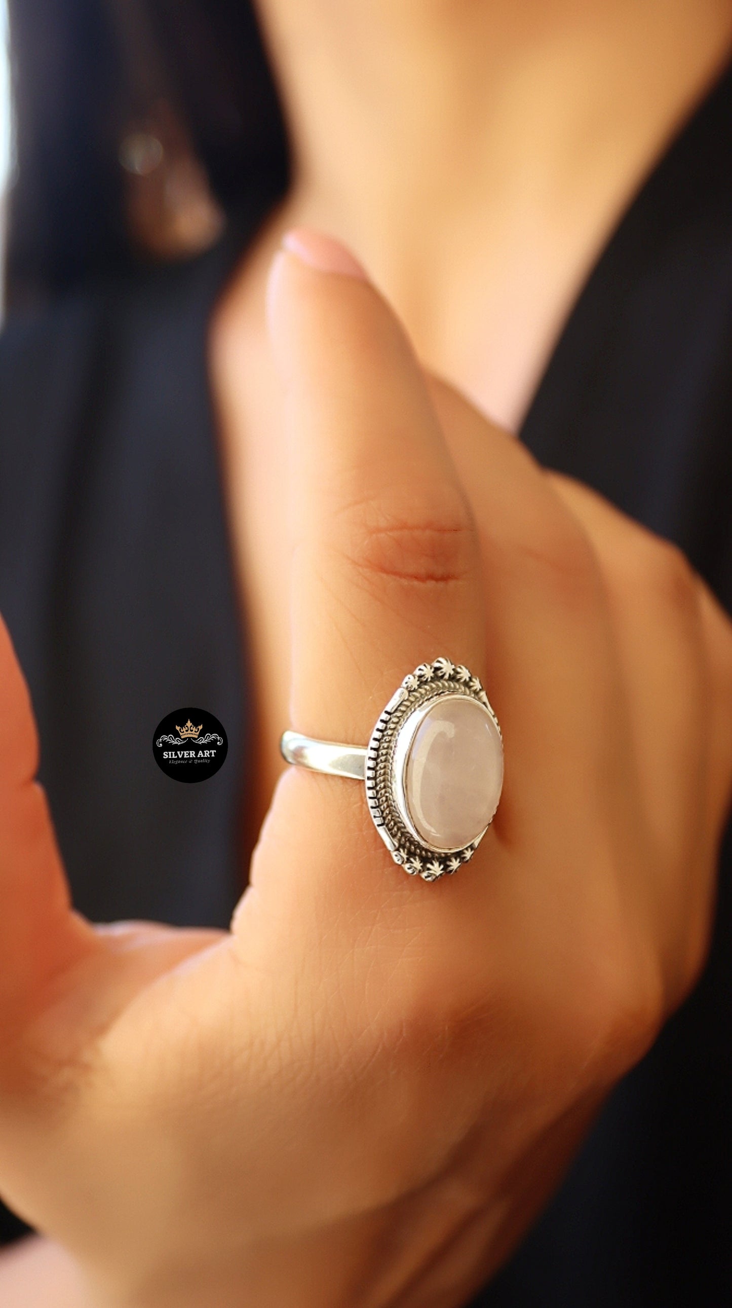 Indian Silver Natural Gemstones Ring