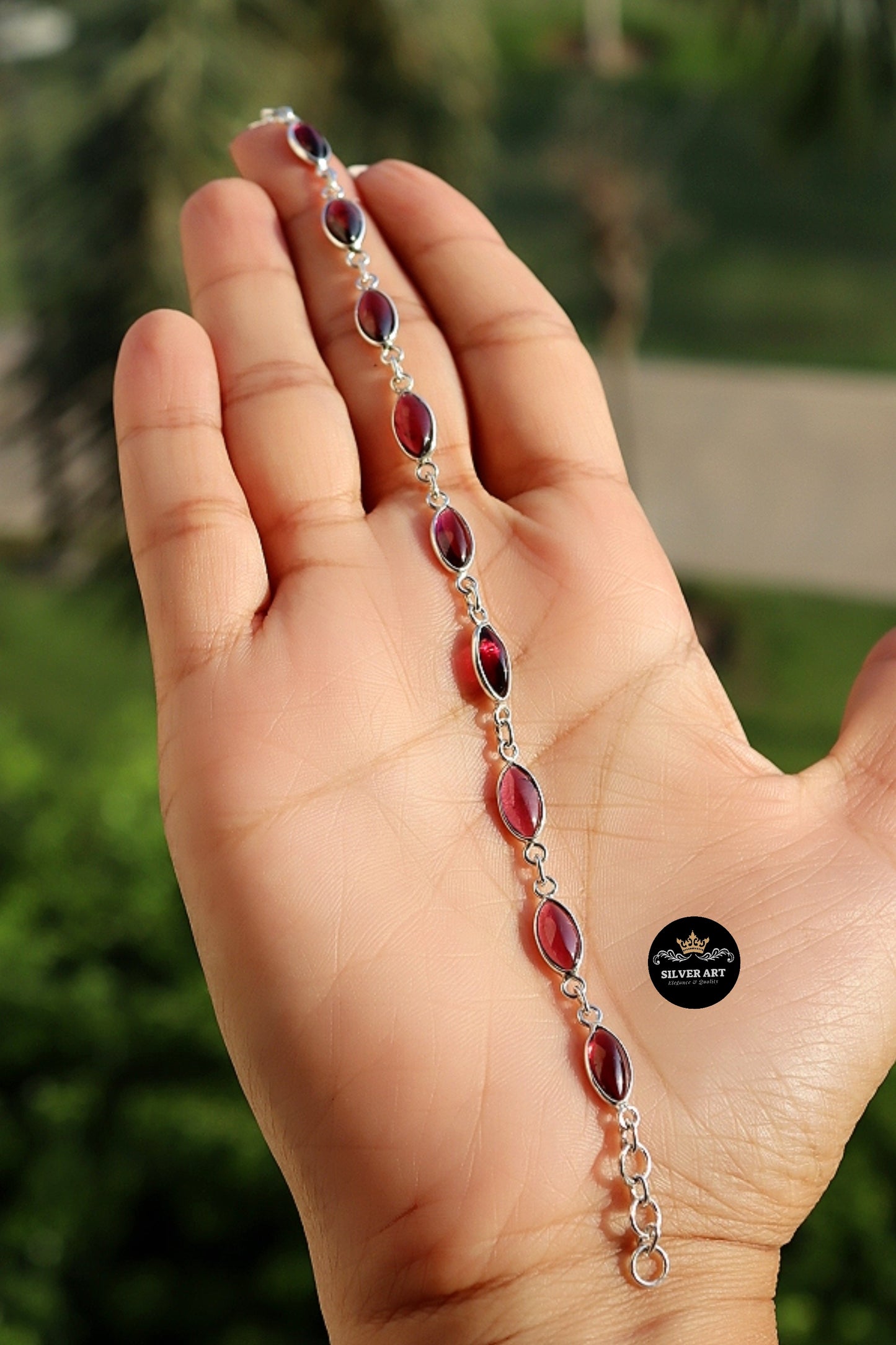 Indian Silver Natural Gemstones Bracelet