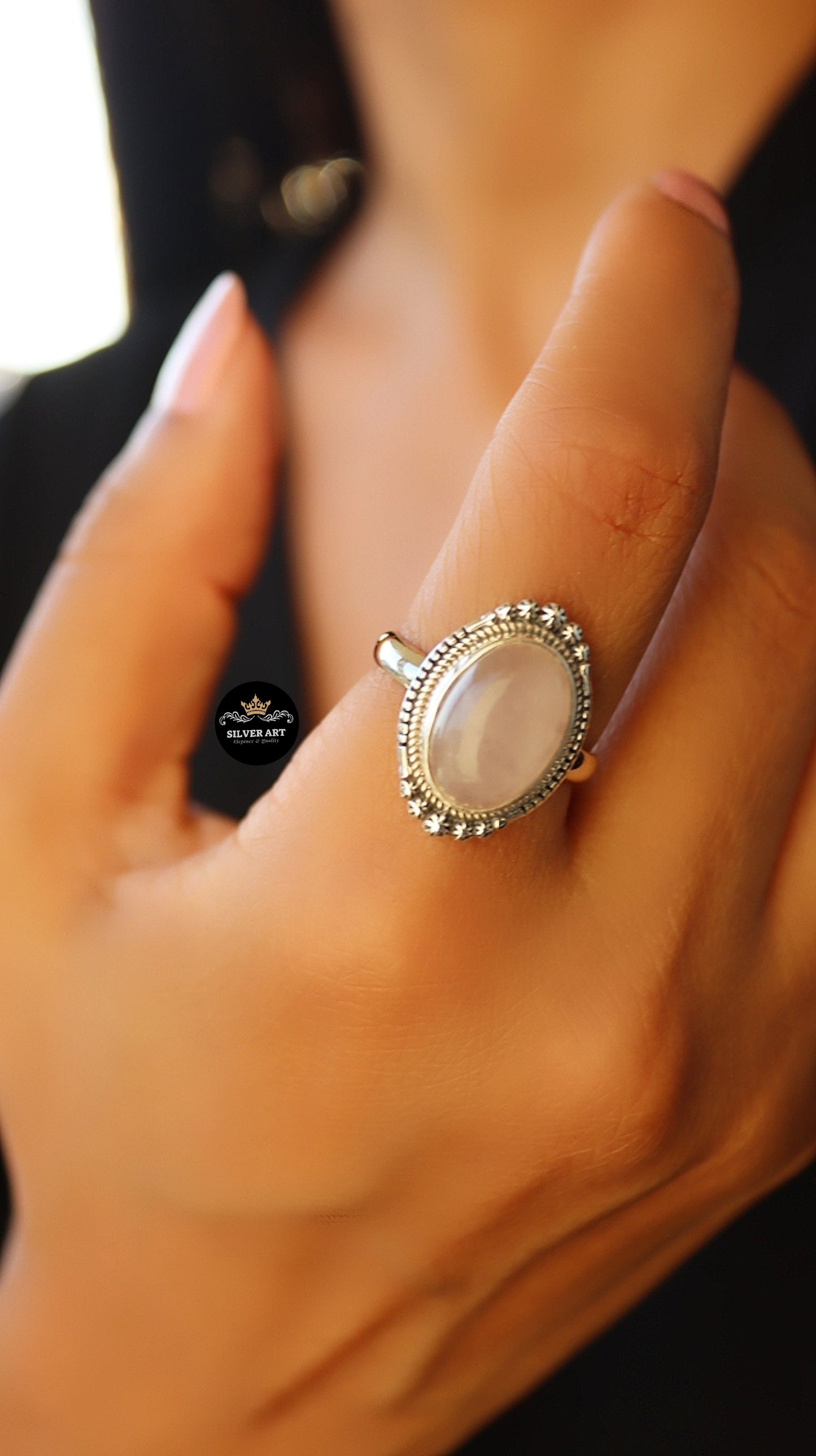 Indian Silver Natural Gemstones Ring