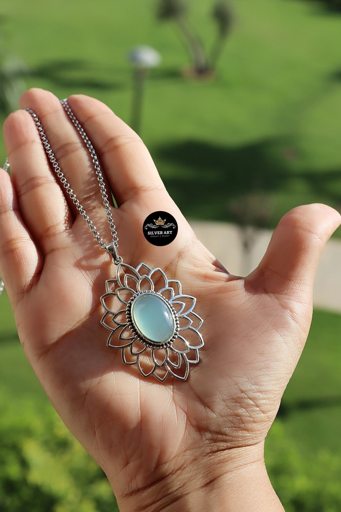 Indian Silver Natural Gemstones Necklace