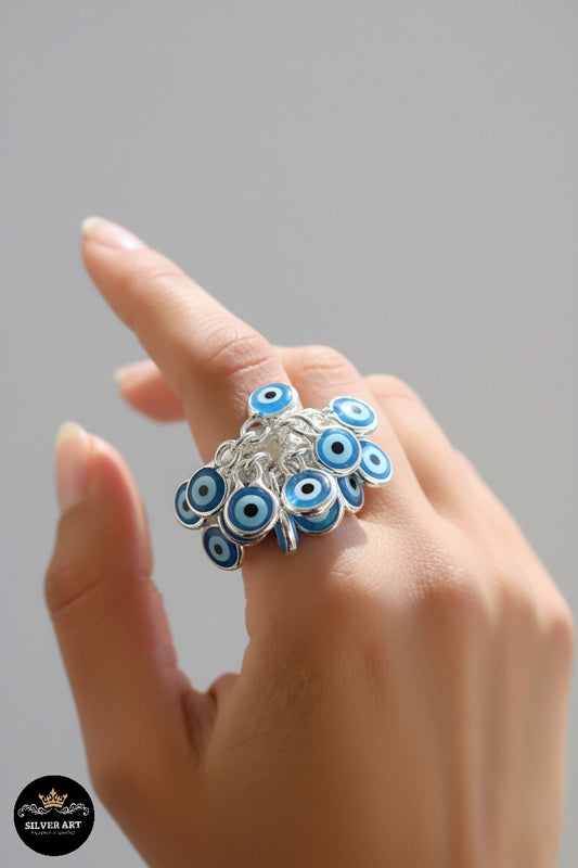 Blue Hanging Evil Eye Ring