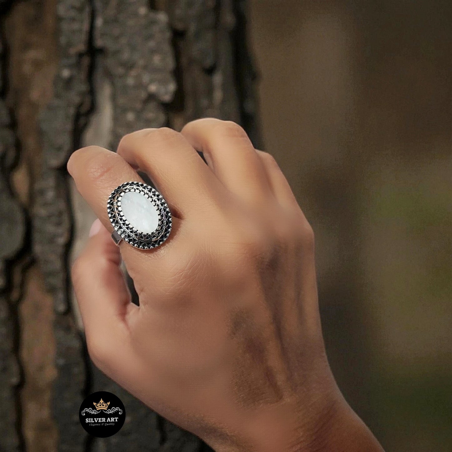 Silver Mother Of Pearls Ring