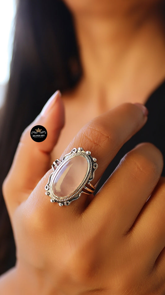 Indian Silver Natural Gemstones Ring Size 20