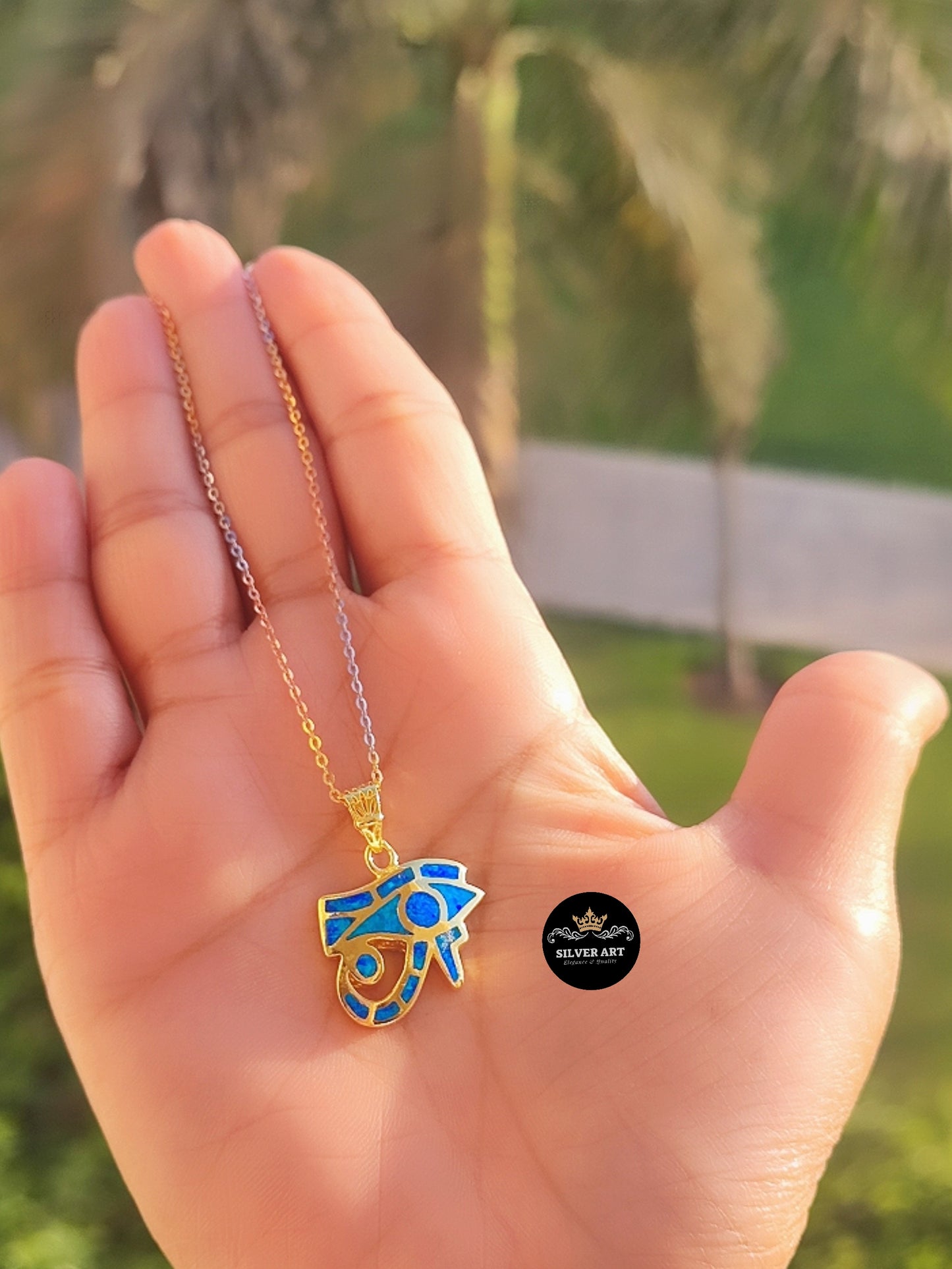 Gold Plated Sterling Silver Horus Eye Pharaonic Necklace