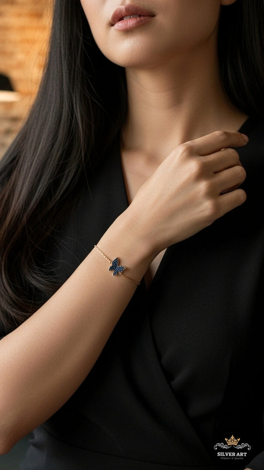 Sterling Silver butterfly Rose Gold Bracelet