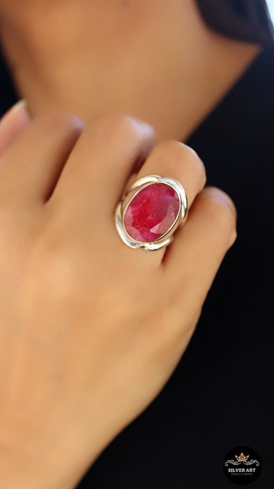 Indian Silver Natural Gemstones Ring Size 11