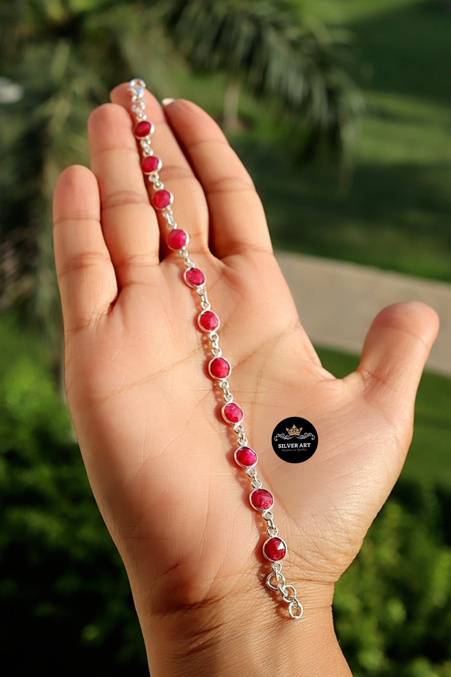 Indian Silver Natural Gemstones Bracelet