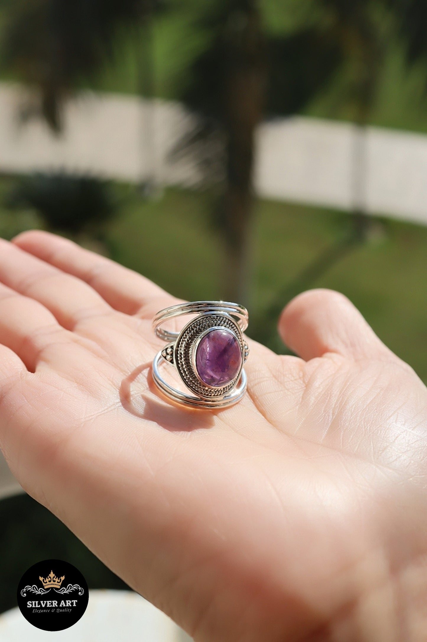 Indian Silver Natural Gemstones Ring