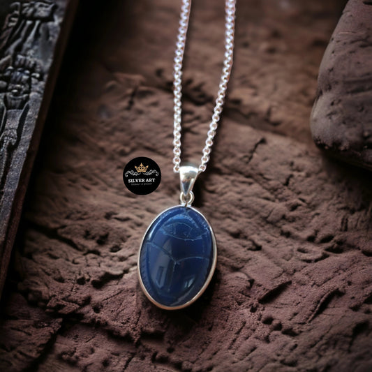 Natural Stone Engraved Scarab Necklace