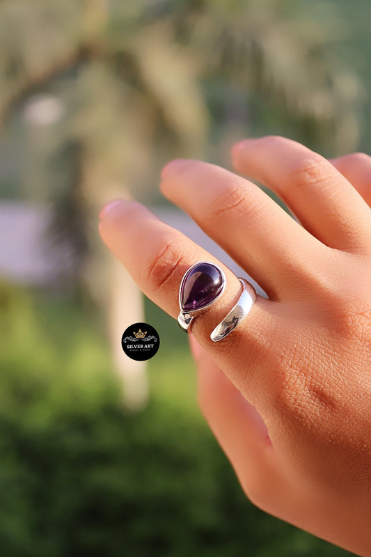 Indian Silver Natural Gemstones Ring