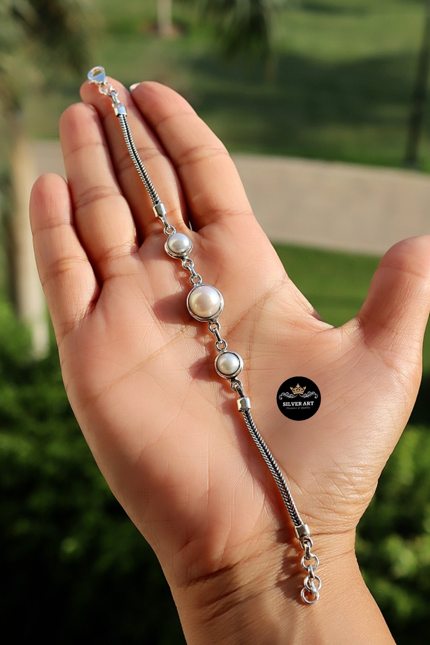 Indian Silver Pearls Bracelet