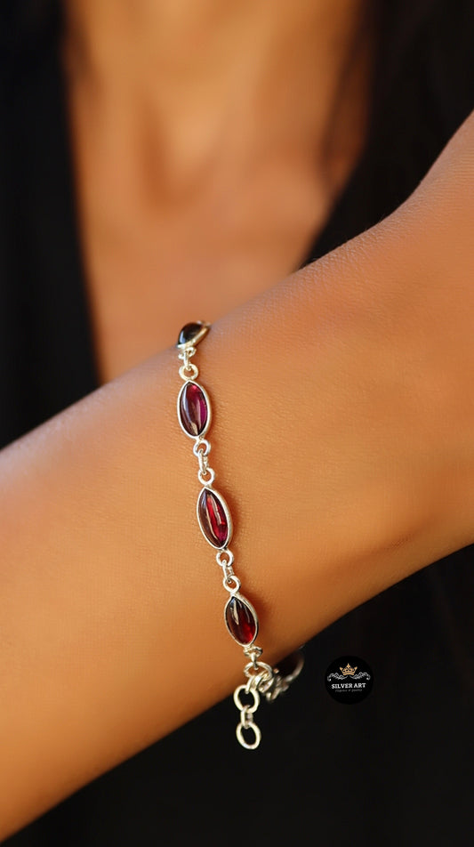 Indian Silver Natural Gemstones Bracelet