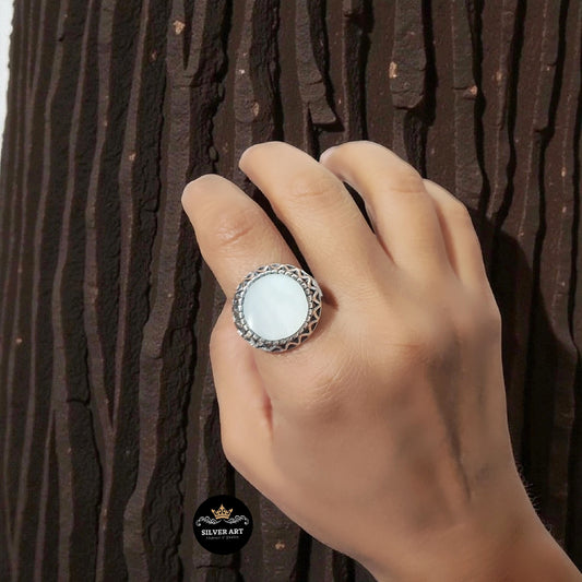 Silver Mother Of Pearls Ring