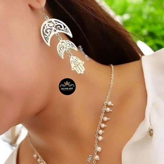 Crescent Hamsa Kaf Earrings