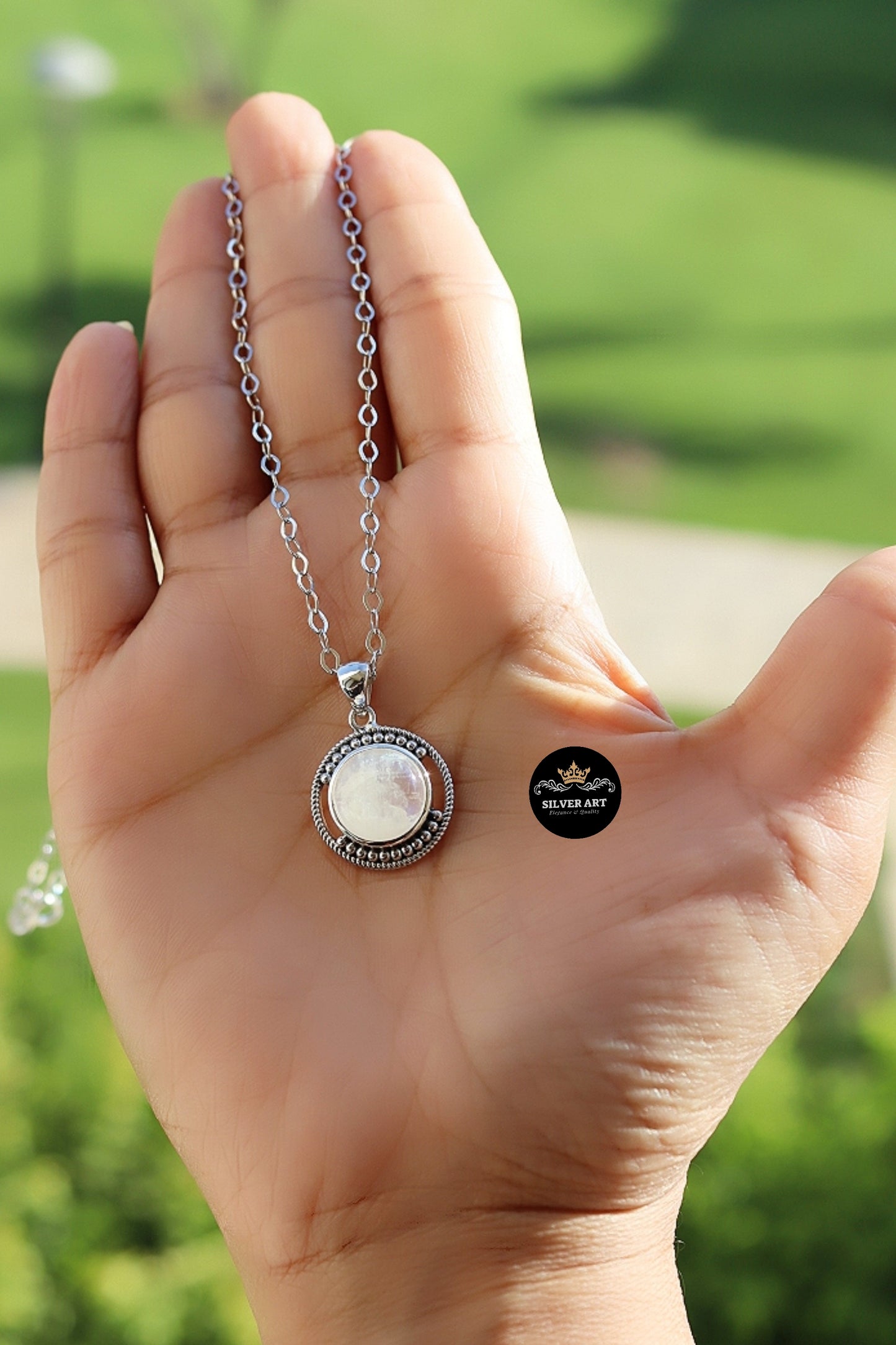 Indian Silver Natural Gemstones Necklace