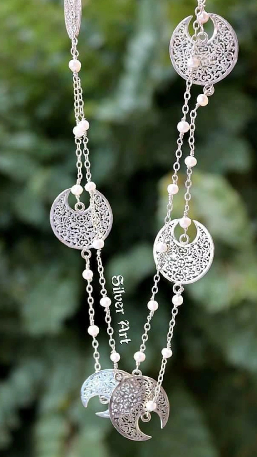 Long Helal & Pearls Necklace