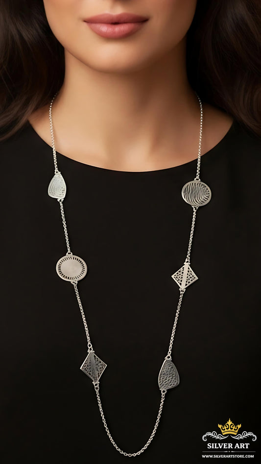 Delicate Long Silver Necklace