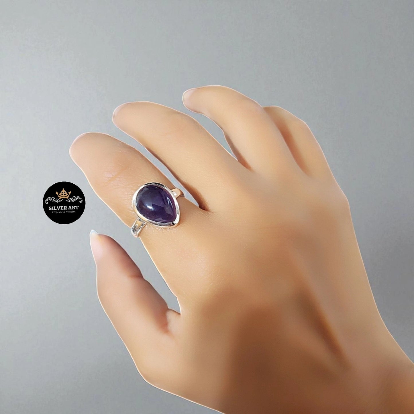 Indian Silver Natural Gemstones Ring Size 16