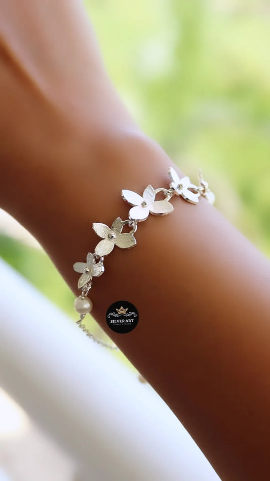 Flowers Pearls Bracelet