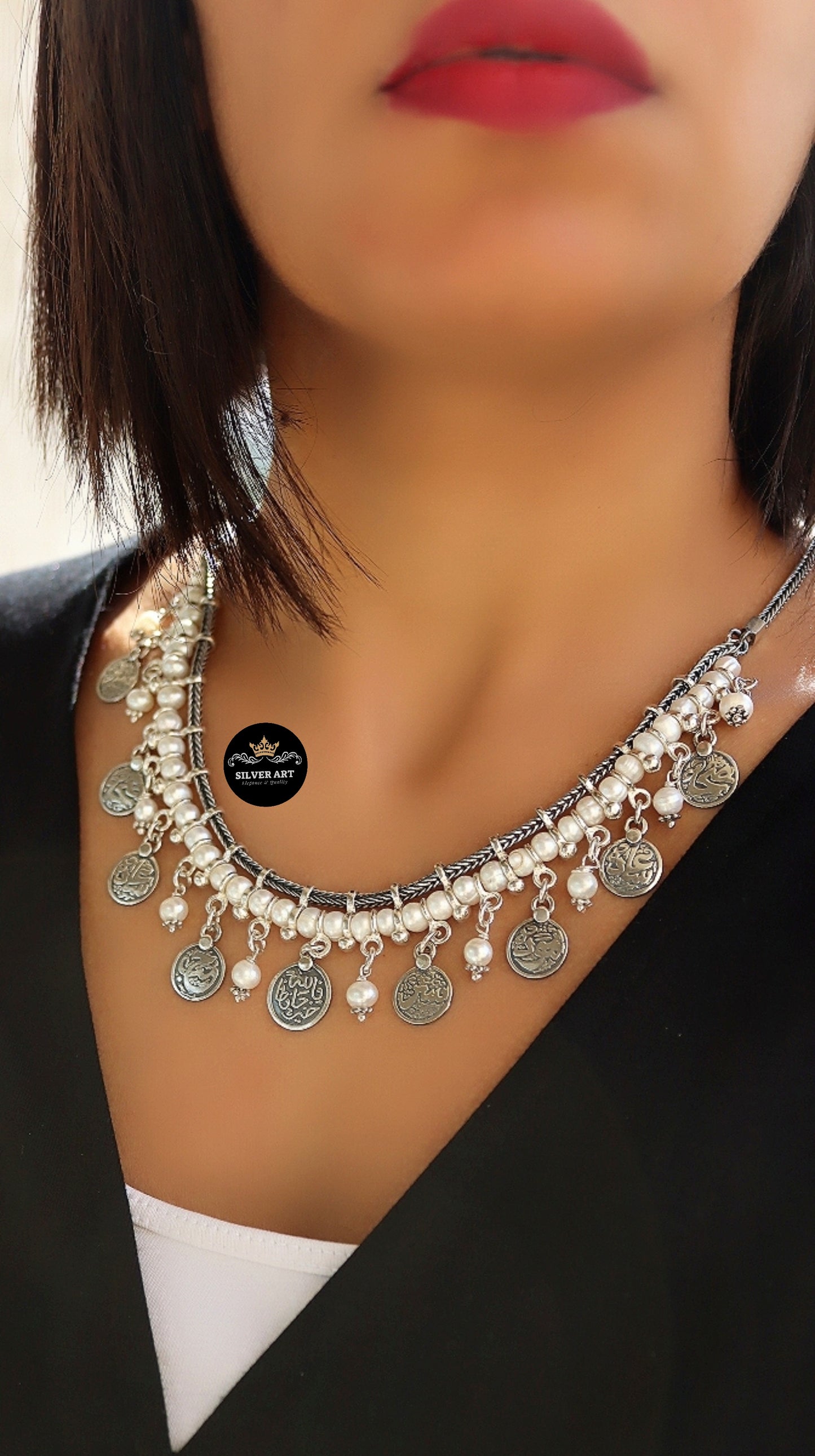 Pearls and Arabic Calligraphy Necklace