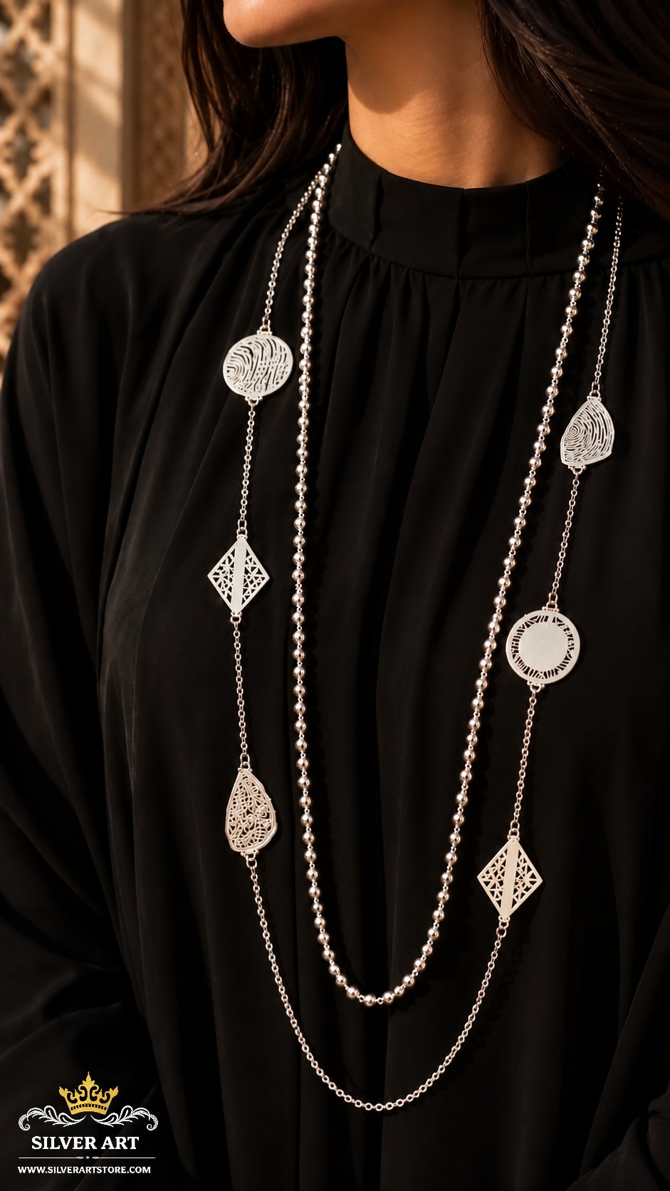 2 Seperate Delicate Long Silver Necklaces