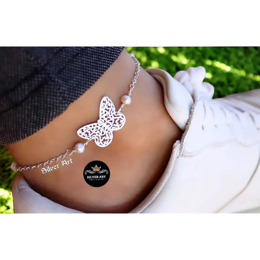 Butterfly Silver Anklet