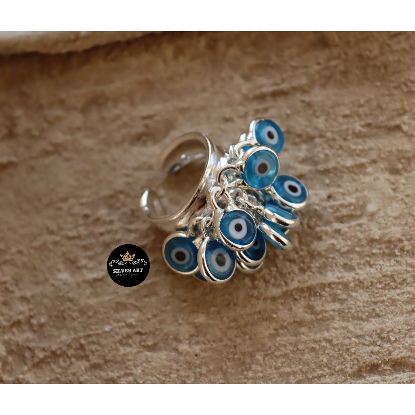 Blue Hanging Evil Eye Ring