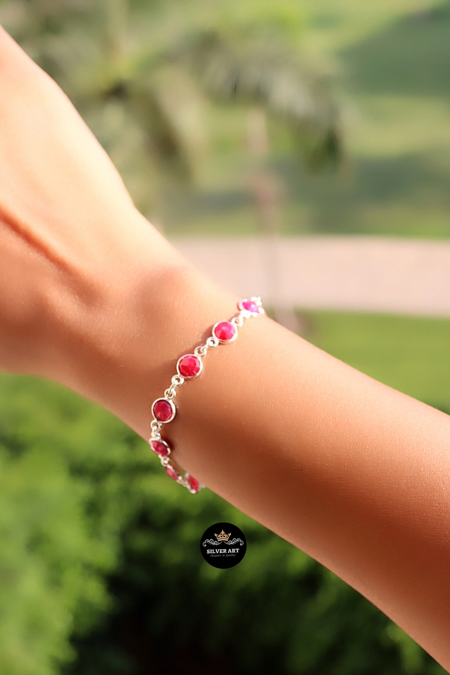 Indian Silver Natural Gemstones Bracelet