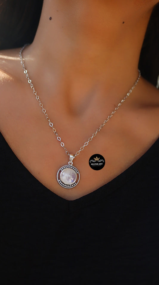 Indian Silver Natural Gemstones Necklace