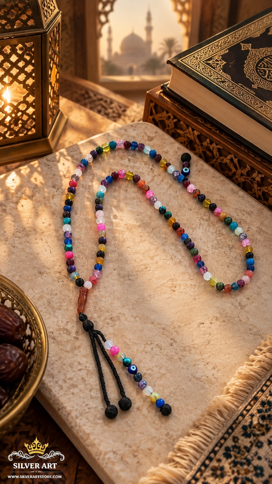 Natural Colorful Agate Islamic Prayer Misbaha