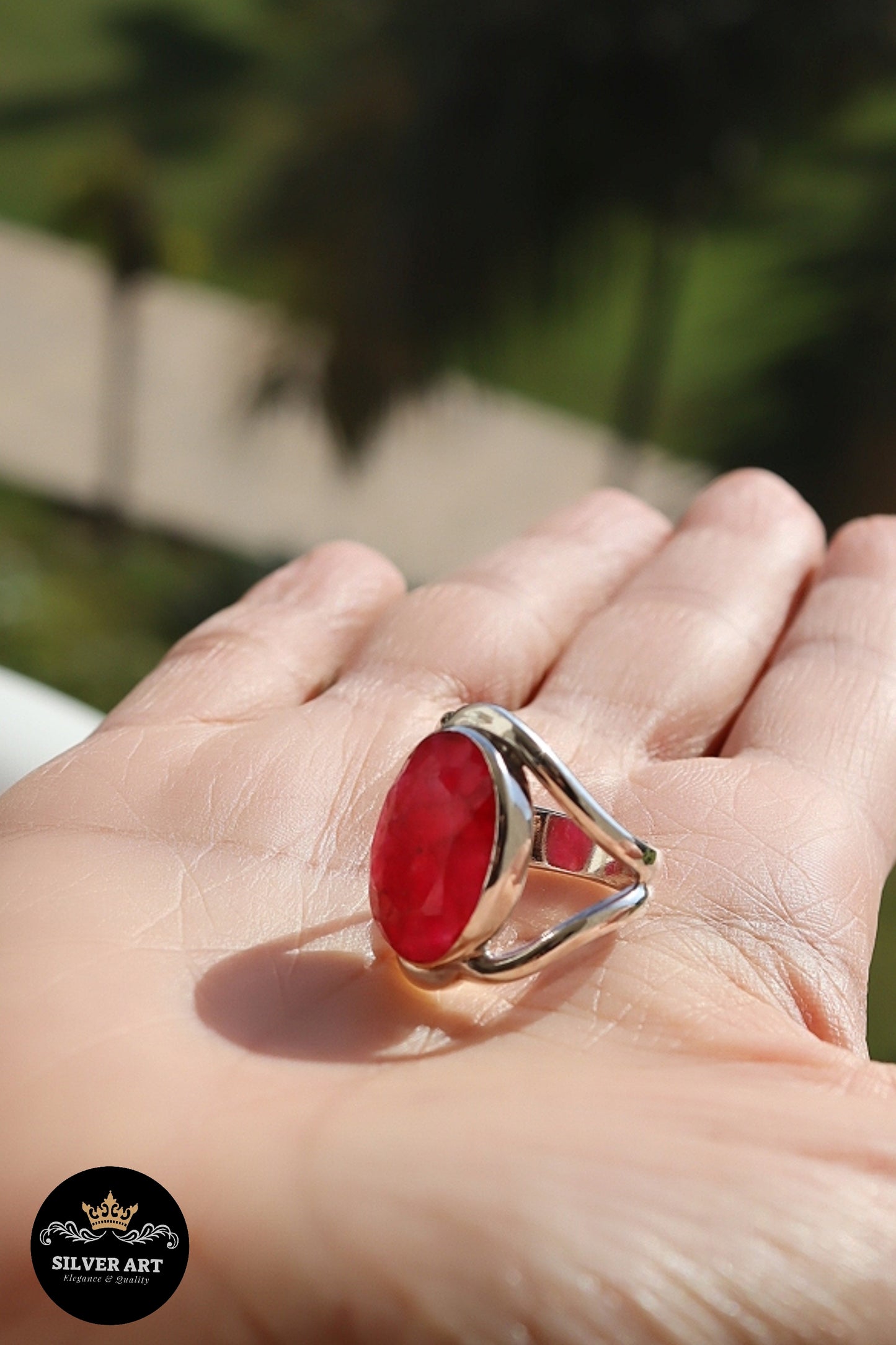 Indian Silver Natural Gemstones Ring Size 11